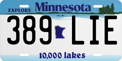 MN license plate 389LIE