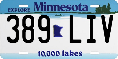 MN license plate 389LIV