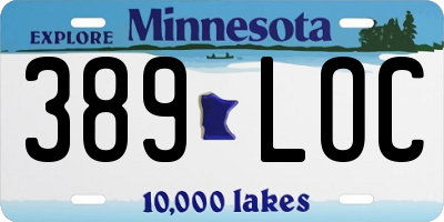 MN license plate 389LOC