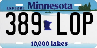 MN license plate 389LOP