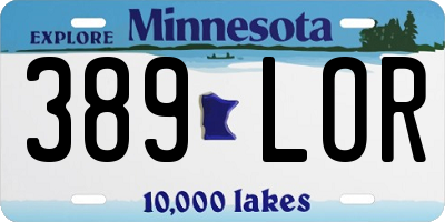 MN license plate 389LOR