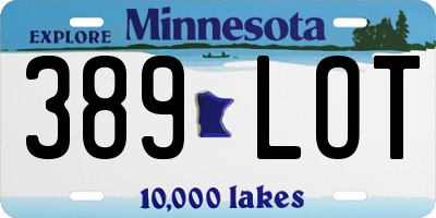 MN license plate 389LOT