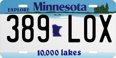 MN license plate 389LOX