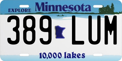 MN license plate 389LUM