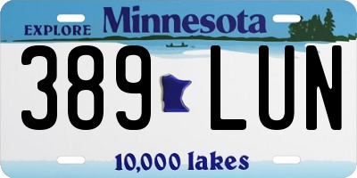 MN license plate 389LUN