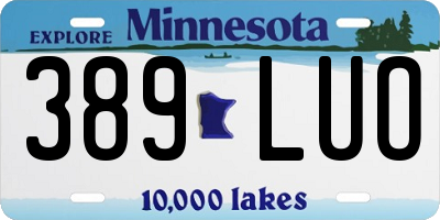 MN license plate 389LUO