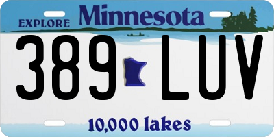 MN license plate 389LUV