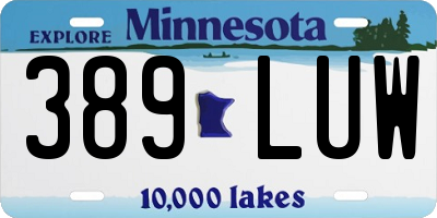 MN license plate 389LUW
