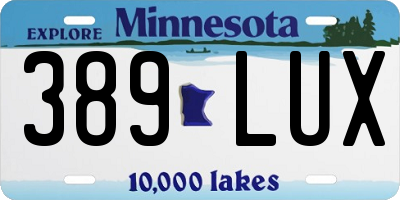 MN license plate 389LUX