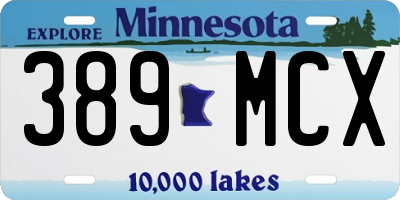 MN license plate 389MCX