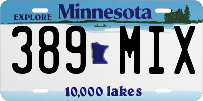 MN license plate 389MIX