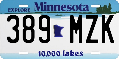 MN license plate 389MZK