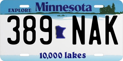 MN license plate 389NAK