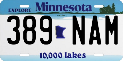 MN license plate 389NAM