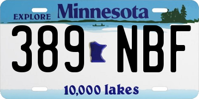 MN license plate 389NBF