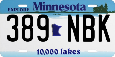 MN license plate 389NBK