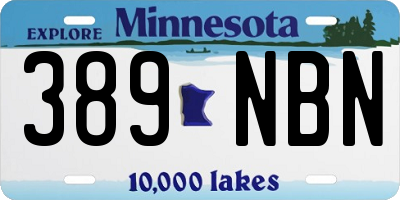 MN license plate 389NBN