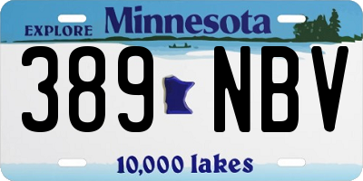 MN license plate 389NBV