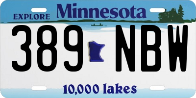 MN license plate 389NBW