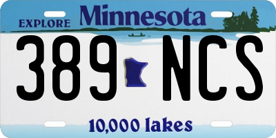 MN license plate 389NCS
