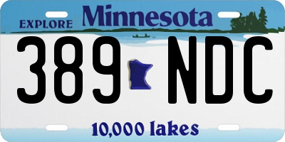 MN license plate 389NDC