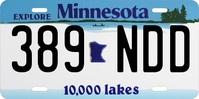 MN license plate 389NDD