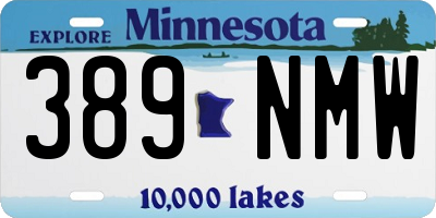 MN license plate 389NMW