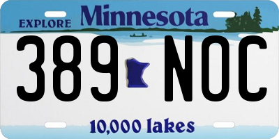 MN license plate 389NOC