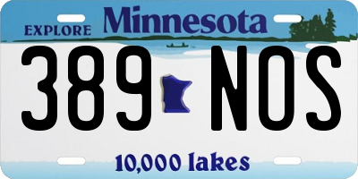 MN license plate 389NOS