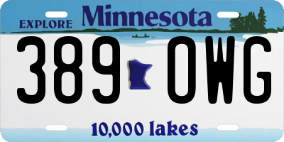 MN license plate 389OWG
