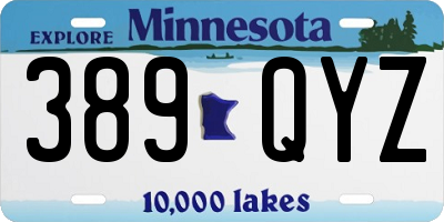 MN license plate 389QYZ
