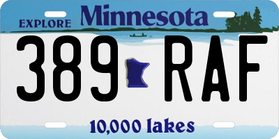 MN license plate 389RAF