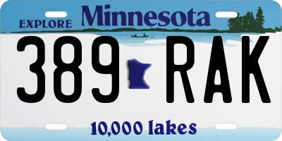 MN license plate 389RAK