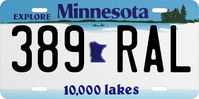 MN license plate 389RAL