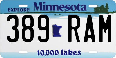 MN license plate 389RAM