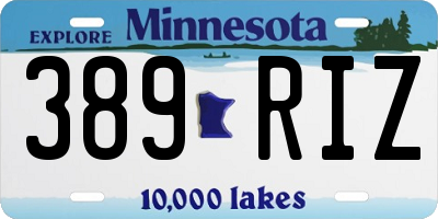 MN license plate 389RIZ