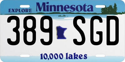 MN license plate 389SGD