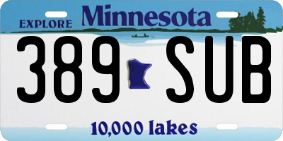 MN license plate 389SUB