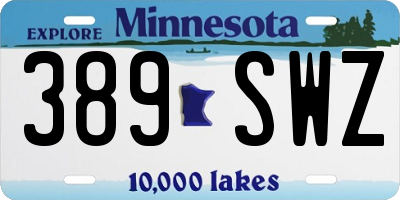 MN license plate 389SWZ