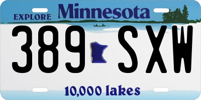 MN license plate 389SXW