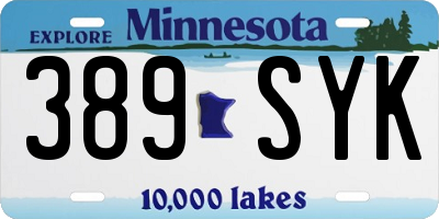 MN license plate 389SYK