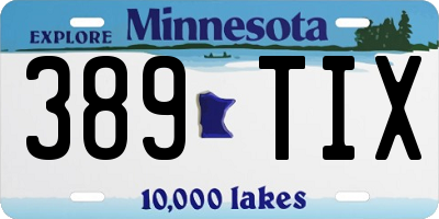 MN license plate 389TIX