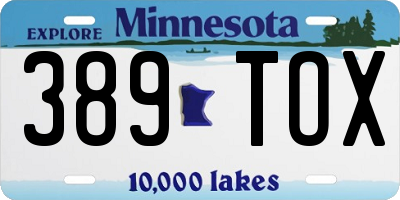 MN license plate 389TOX