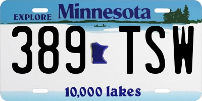 MN license plate 389TSW