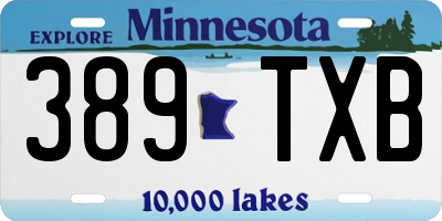 MN license plate 389TXB