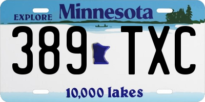 MN license plate 389TXC