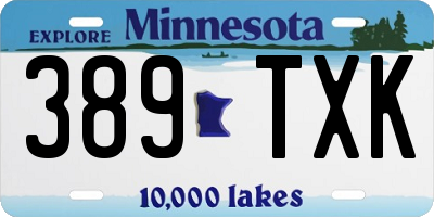 MN license plate 389TXK