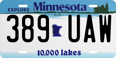 MN license plate 389UAW