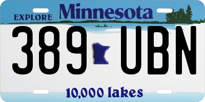 MN license plate 389UBN