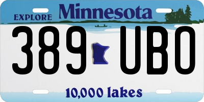 MN license plate 389UBO